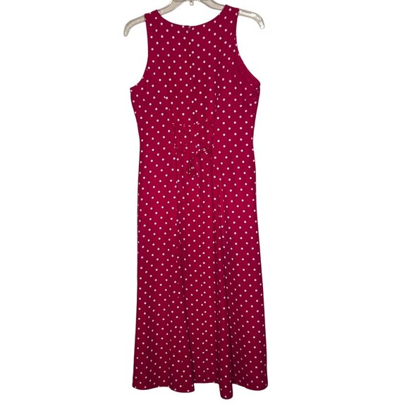 VTG My Michelle Size 7/8 Red Polka Dot Sleeveless Midi Dress Career Vacation Y2K - Picture 2 of 16